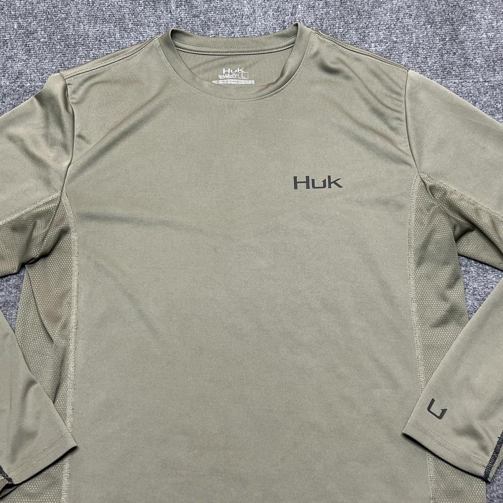 Huk Shirt Mens Large Green Long Sleeve Fishing Performance Lightweight Tee Top